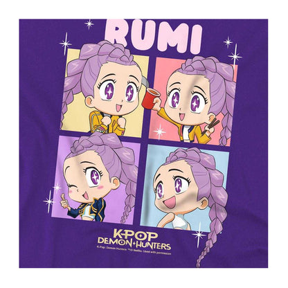 Purple - Side - K-Pop Demon Hunters Childrens-Kids Huntrix Rumi Chibi Group T-Shirt