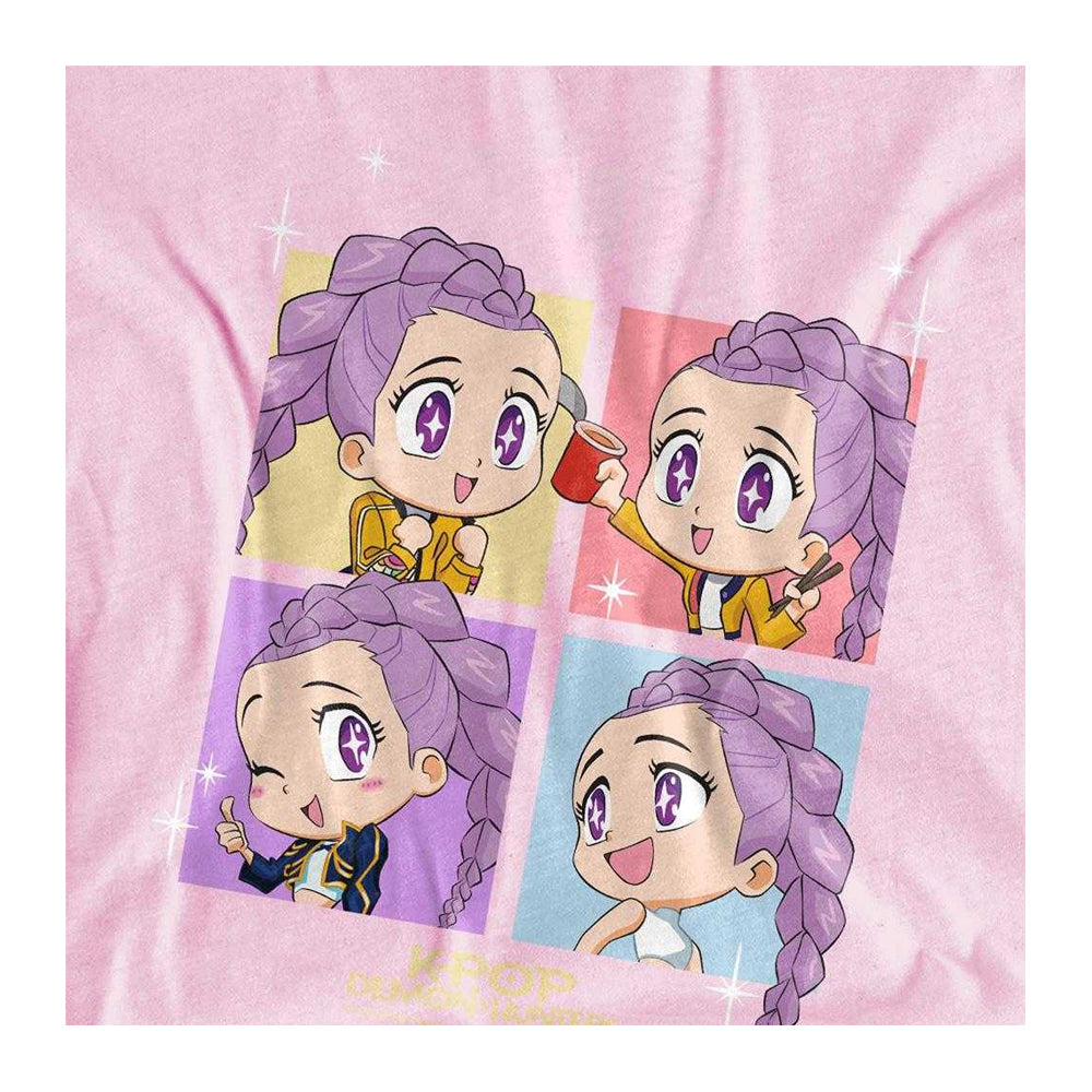Light Pink - Side - K-Pop Demon Hunters Childrens-Kids Huntrix Rumi Chibi Group T-Shirt