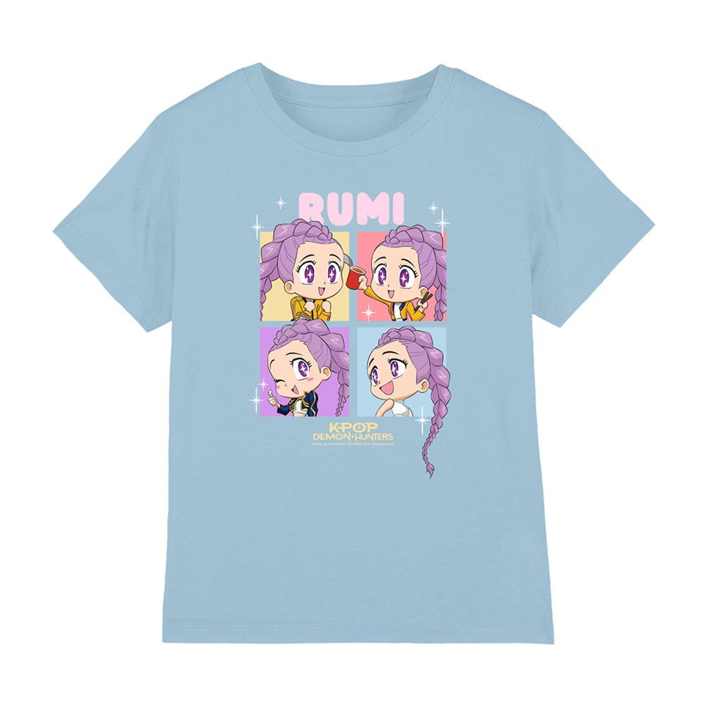 Light Blue - Front - K-Pop Demon Hunters Childrens-Kids Huntrix Rumi Chibi Group T-Shirt