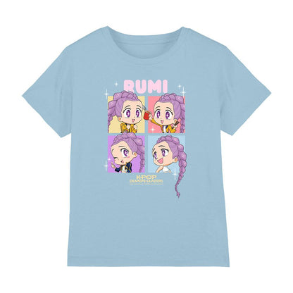 Light Blue - Front - K-Pop Demon Hunters Childrens-Kids Huntrix Rumi Chibi Group T-Shirt