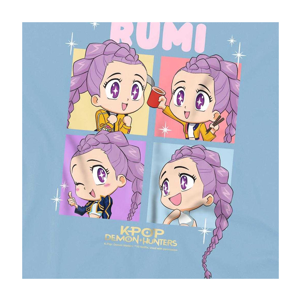 Light Blue - Side - K-Pop Demon Hunters Childrens-Kids Huntrix Rumi Chibi Group T-Shirt