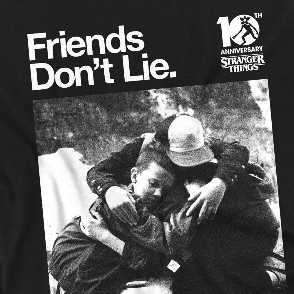 Black - Lifestyle - Stranger Things Womens-Ladies Friends Don´t Lie Fitted 10th Anniversary T-Shirt