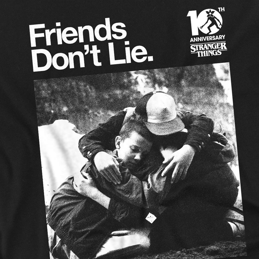 Black - Side - Stranger Things Unisex Adult Friends Don´t Lie Long-Sleeved 10th Anniversary T-Shirt