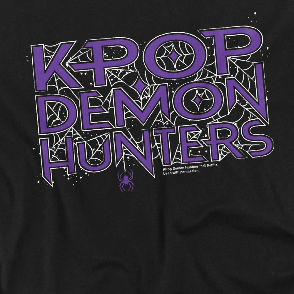 Black - Side - K-Pop Demon Hunters Womens-Ladies Web Logo Fitted T-Shirt