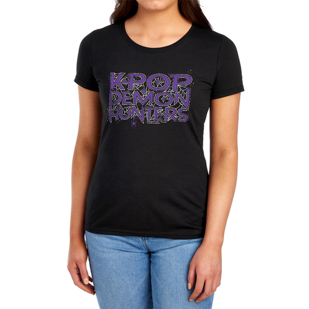 Black - Lifestyle - K-Pop Demon Hunters Womens-Ladies Web Logo Fitted T-Shirt
