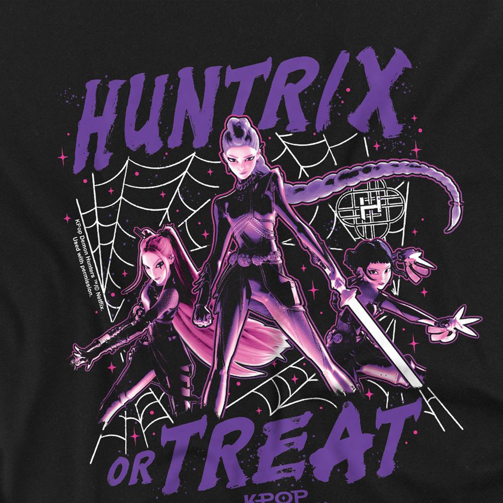 Black - Side - K-Pop Demon Hunters Womens-Ladies Huntrix Or Treat Fitted T-Shirt