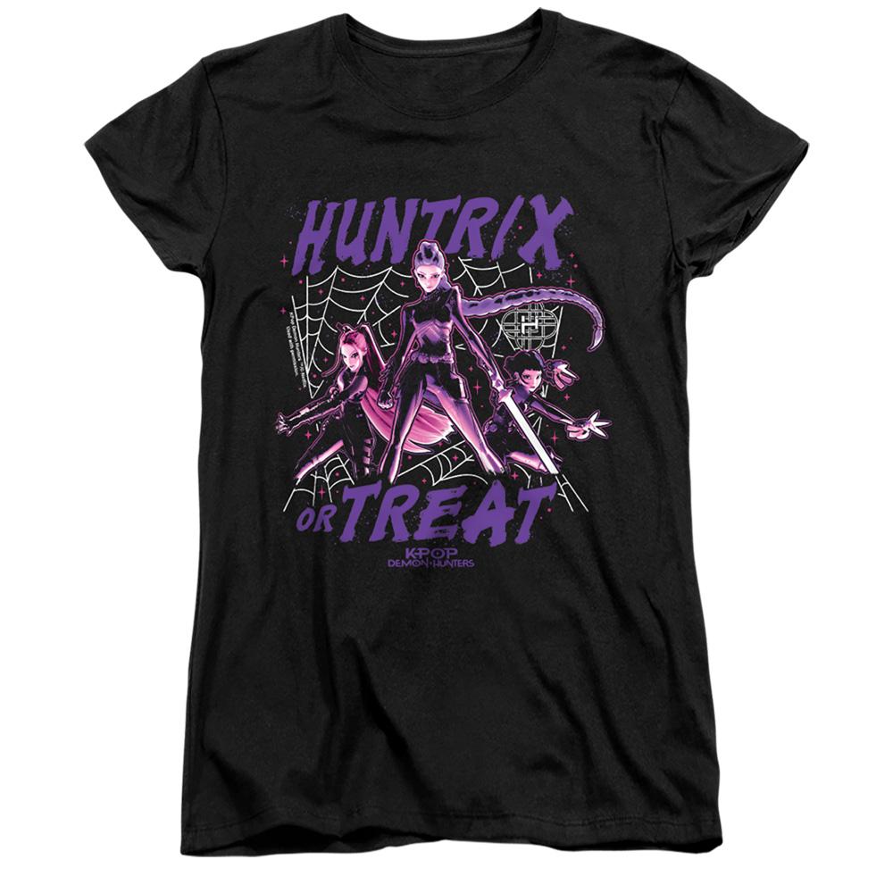 Black - Front - K-Pop Demon Hunters Womens-Ladies Huntrix Or Treat Fitted T-Shirt