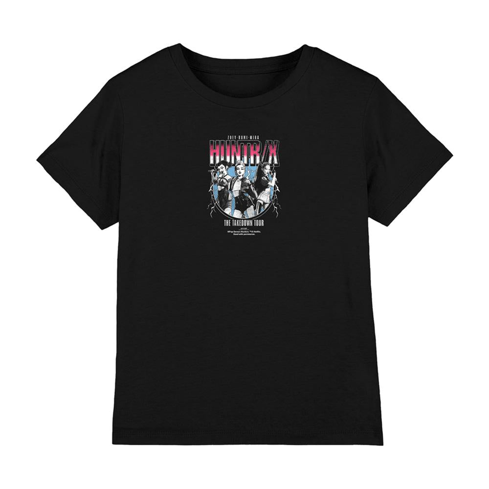 Black - Front - K-Pop Demon Hunters Childrens-Kids Huntrix Takedown Tour Band T-Shirt