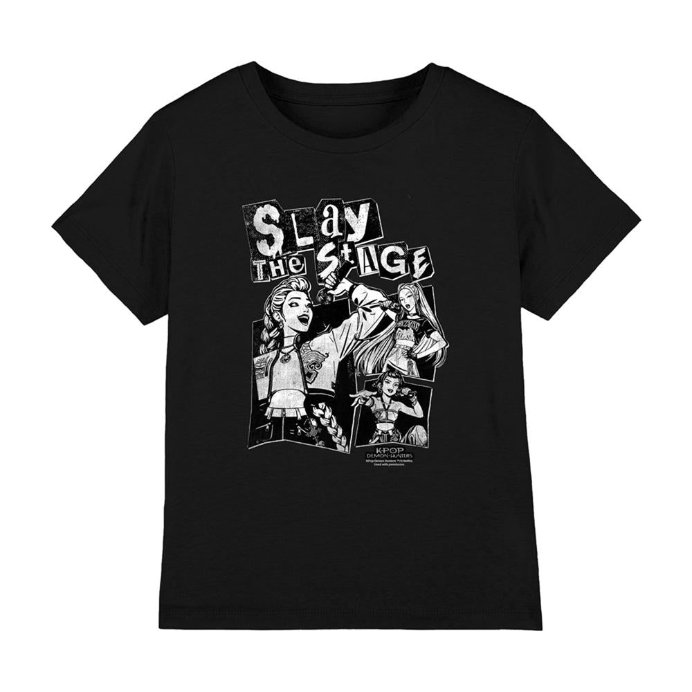 Black - Front - K-Pop Demon Hunters Childrens-Kids Huntrix Slay The Stage T-Shirt