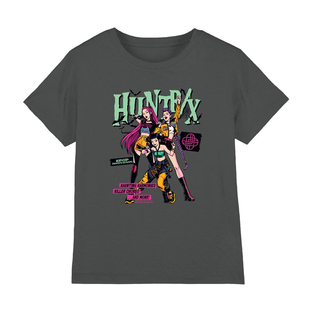 Charcoal - Front - K-Pop Demon Hunters Childrens-Kids Huntrix Punk Concert Halloween T-Shirt