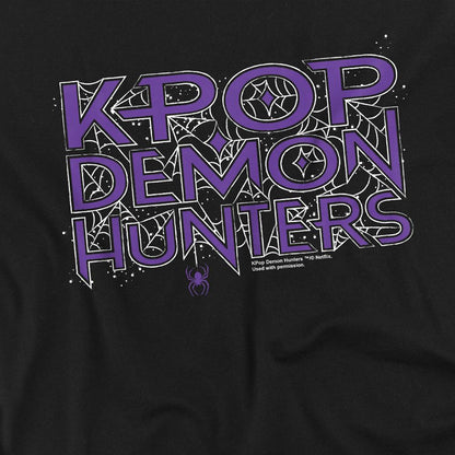 Black - Side - K-Pop Demon Hunters Childrens-Kids Web Logo T-Shirt