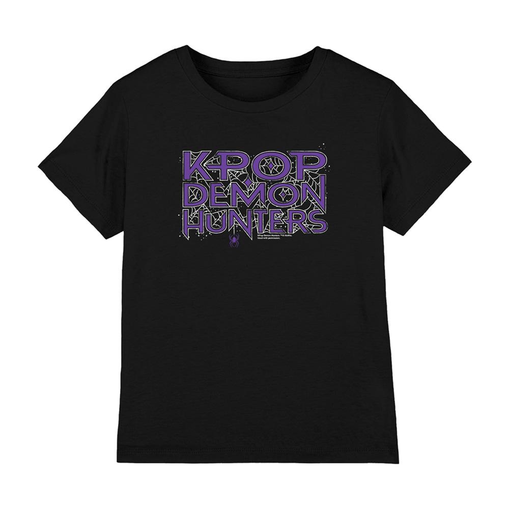 Black - Front - K-Pop Demon Hunters Childrens-Kids Web Logo T-Shirt