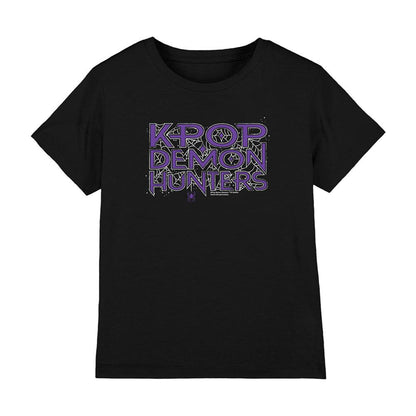 Black - Front - K-Pop Demon Hunters Childrens-Kids Web Logo T-Shirt