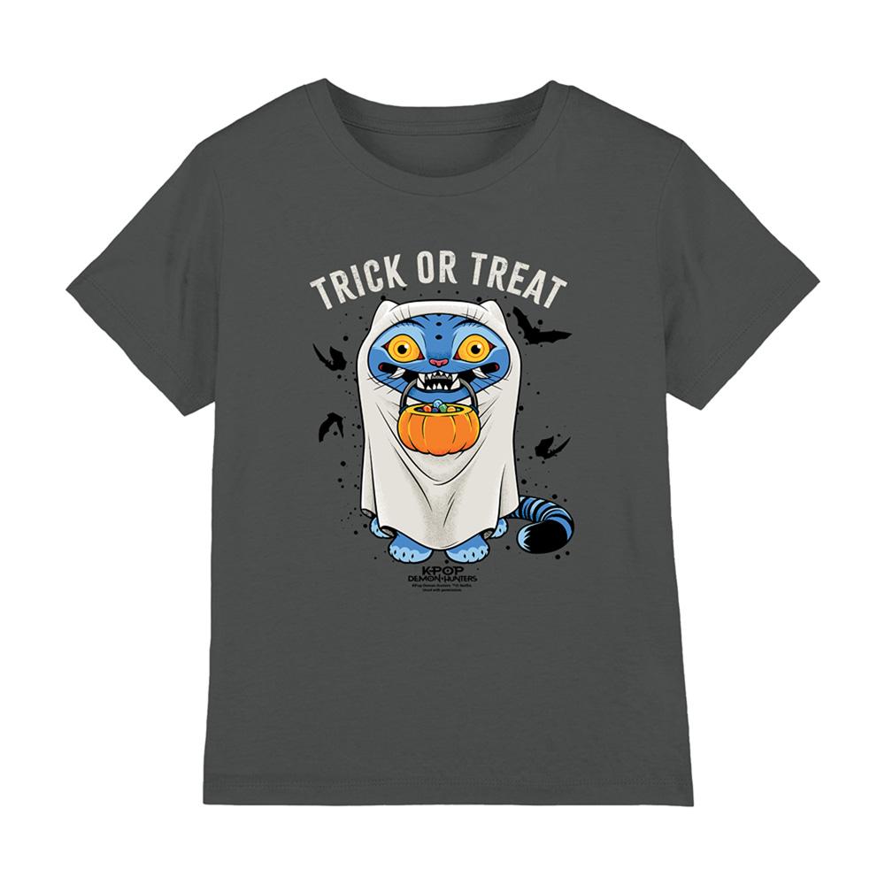 Charcoal - Front - K-Pop Demon Hunters Childrens-Kids Trick Or Treat Derpy Tiger Halloween T-Shirt