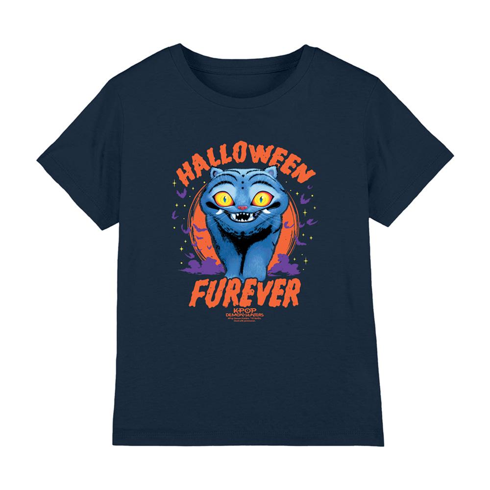 Navy - Front - K-Pop Demon Hunters Childrens-Kids Furever Derpy Tiger Halloween T-Shirt
