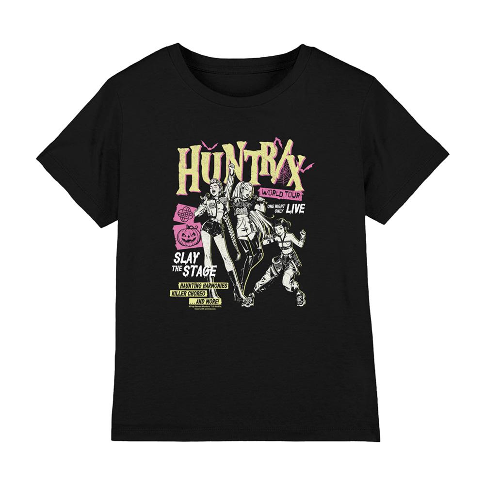 Black - Front - K-Pop Demon Hunters Childrens-Kids Huntrix World Tour Punk T-Shirt