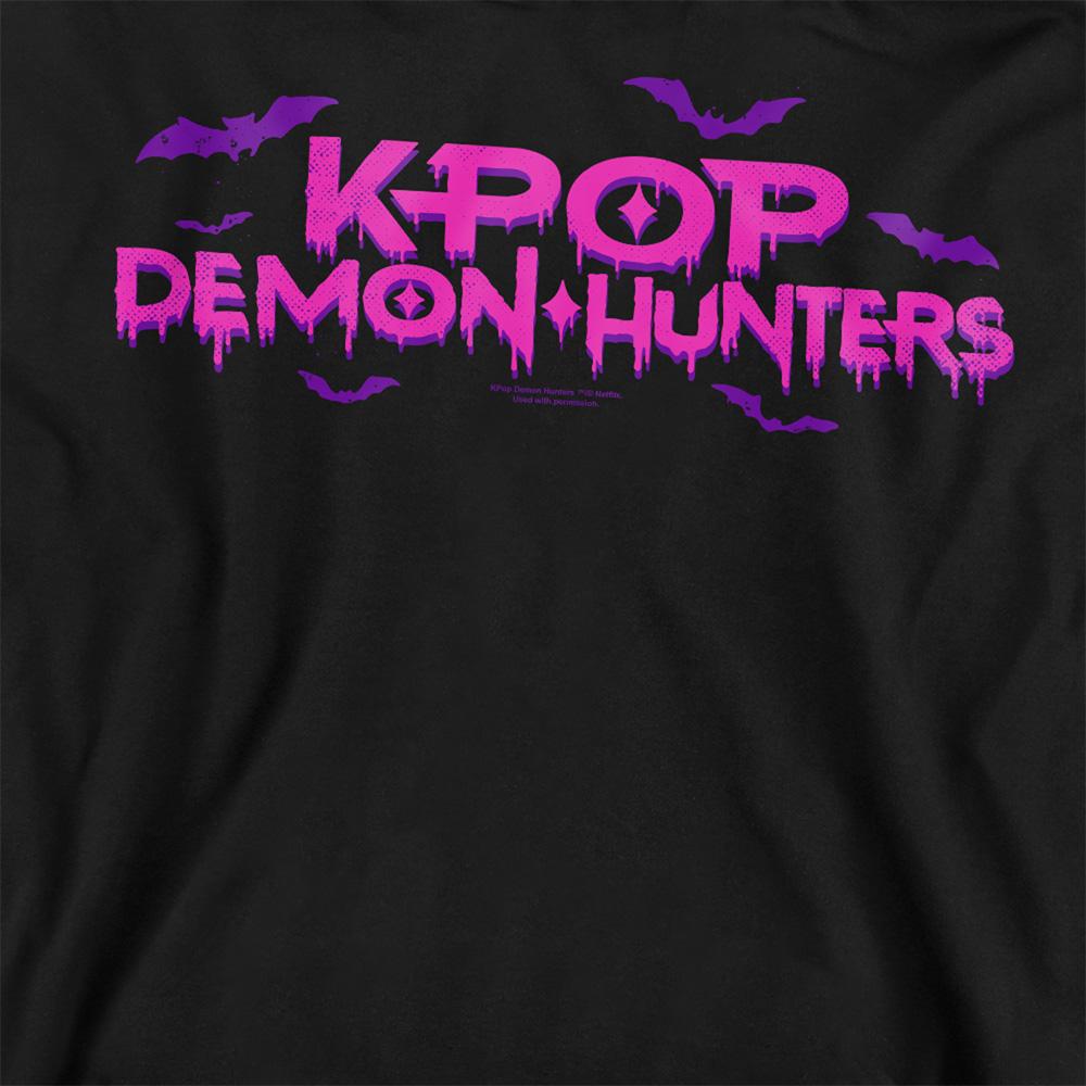 Black - Side - K-Pop Demon Hunters Unisex Adult Drip Logo Halloween Sweatshirt