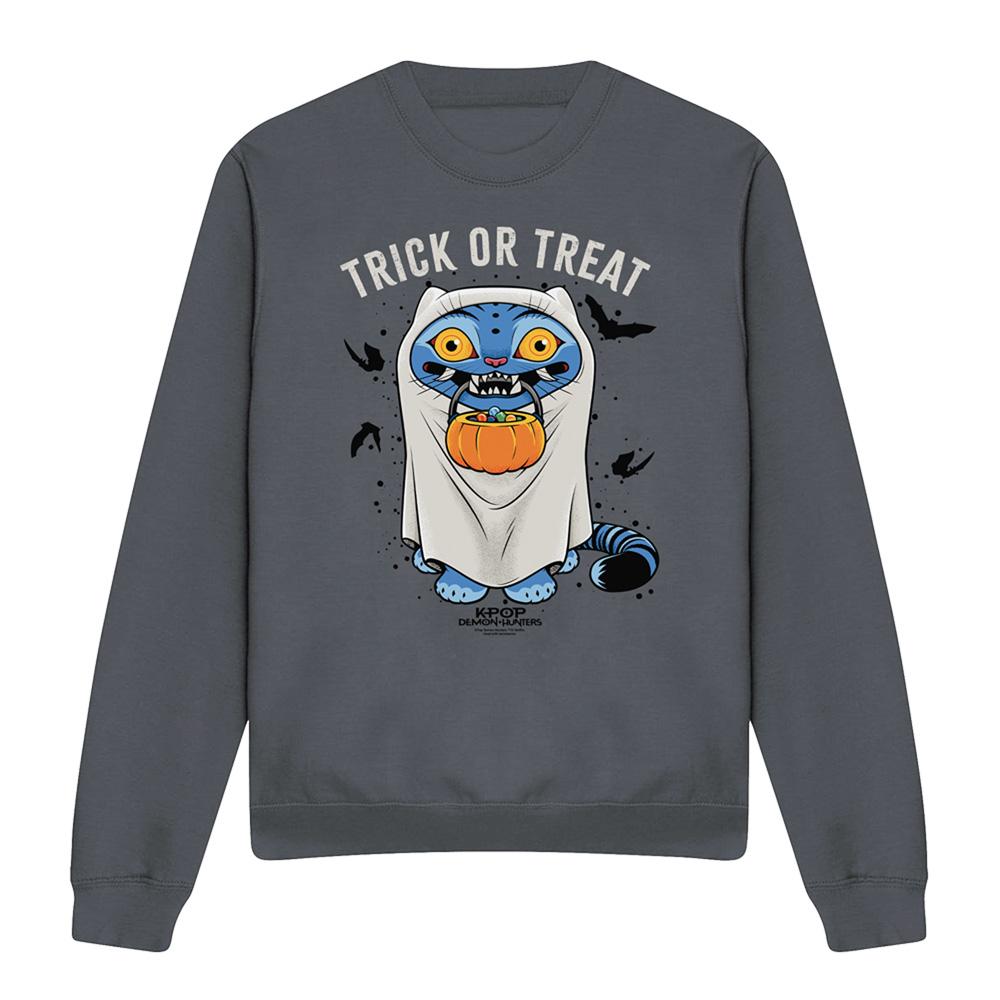 Charcoal - Front - K-Pop Demon Hunters Unisex Adult Trick Or Treat Derpy Tiger Sweatshirt