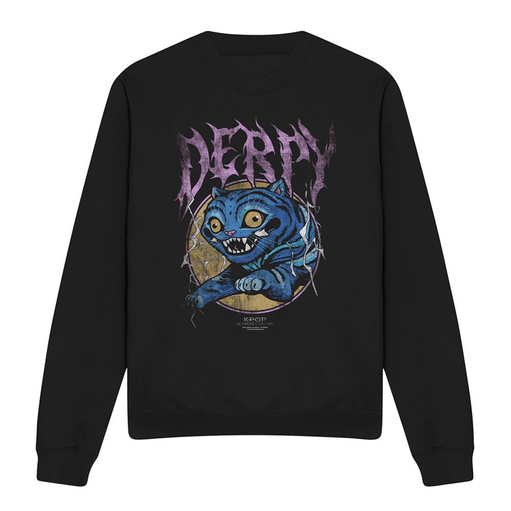 Black - Front - K-Pop Demon Hunters Unisex Adult Rock Band Derpy Tiger Sweatshirt