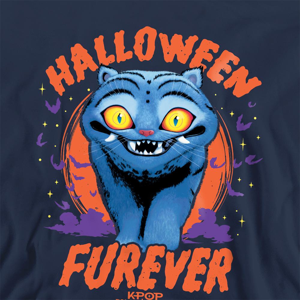 Navy - Side - K-Pop Demon Hunters Unisex Adult Furever Derpy Tiger Halloween Sweatshirt
