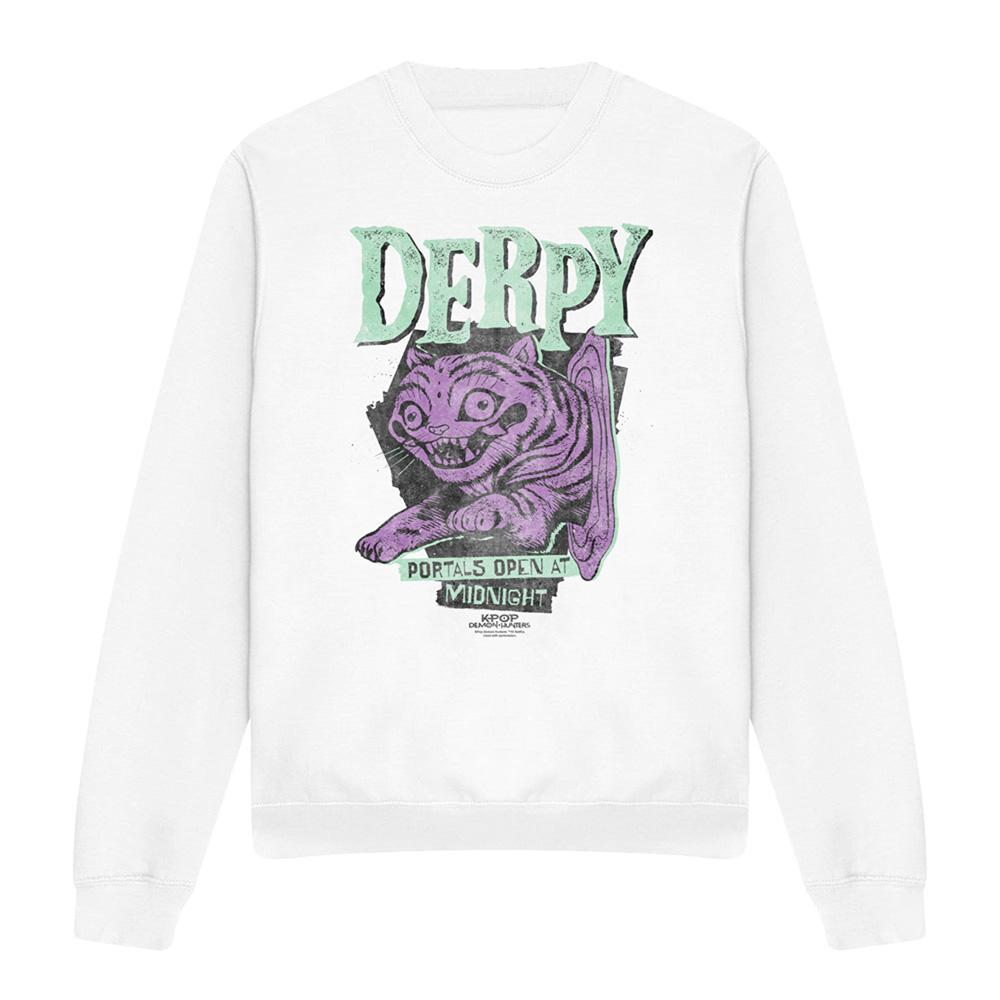 White - Front - K-Pop Demon Hunters Unisex Adult Derpy Tiger Portal Halloween Sweatshirt