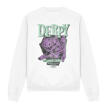White - Front - K-Pop Demon Hunters Unisex Adult Derpy Tiger Portal Halloween Sweatshirt