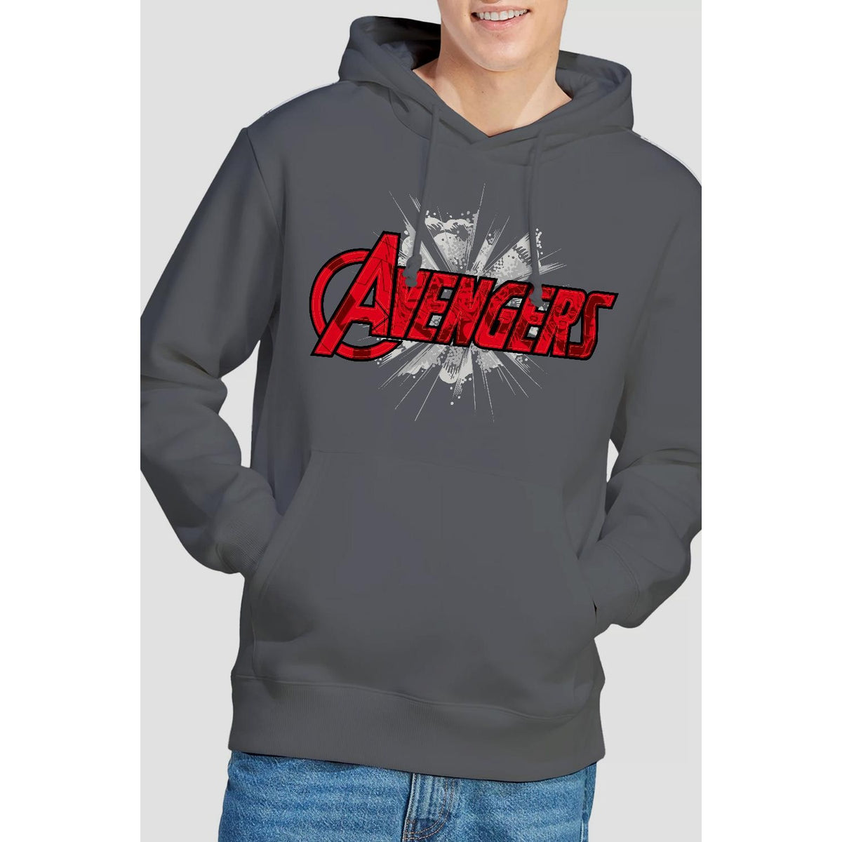 Charcoal - Back - Marvel Mens Avengers Bash Logo Hoodie