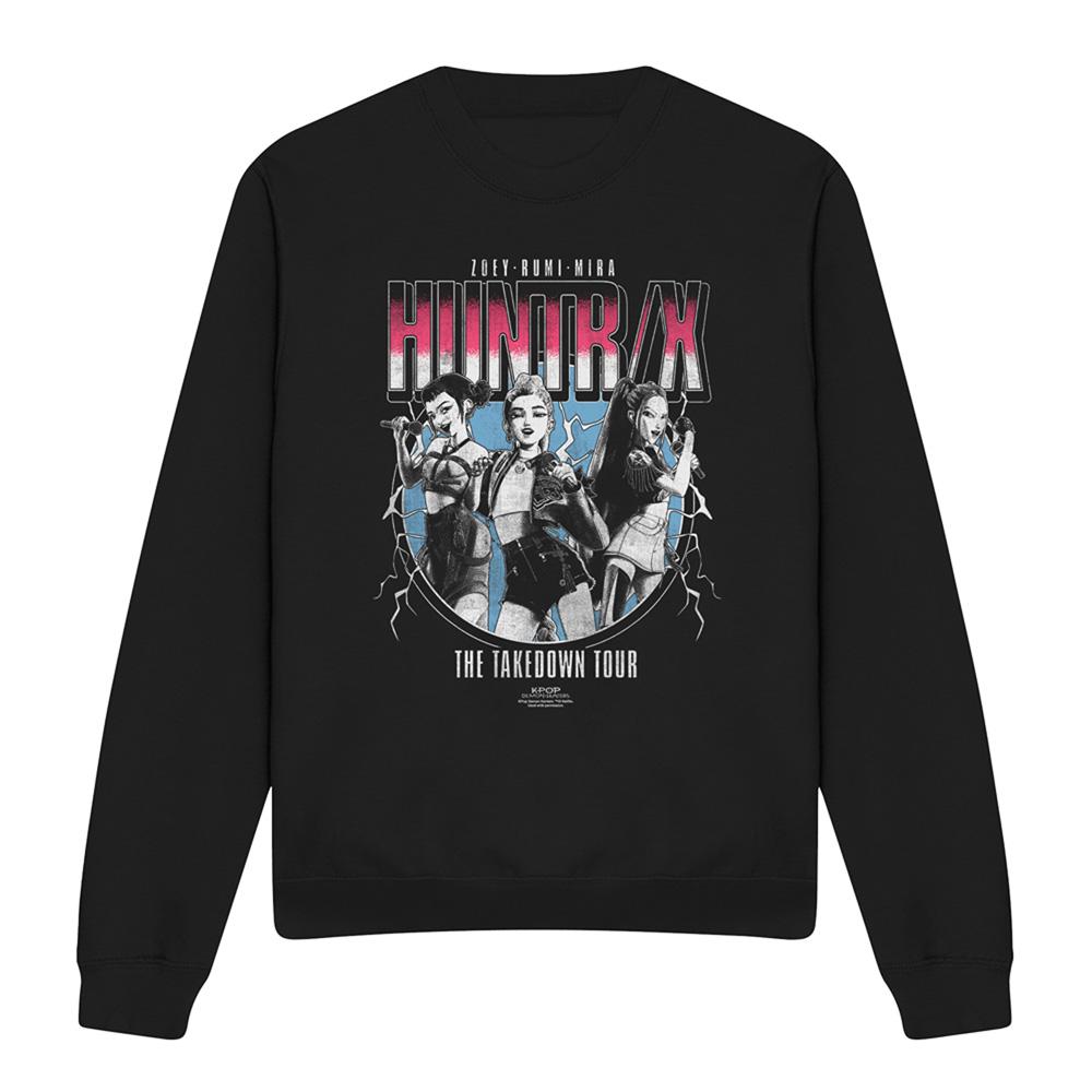 Black - Front - K-Pop Demon Hunters Unisex Adult Huntrix Takedown Tour Band Sweatshirt