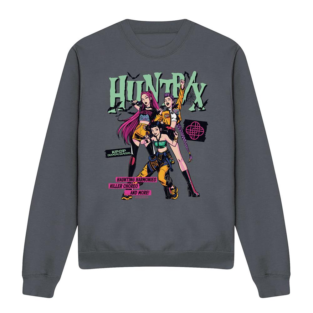 Charcoal - Front - K-Pop Demon Hunters Unisex Adult Huntrix Punk Concert Halloween Sweatshirt