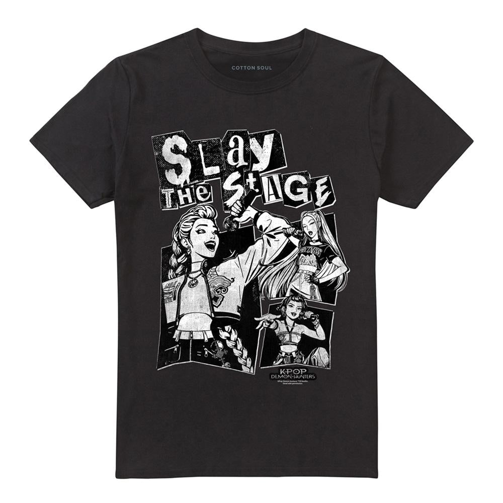 Black - Front - K-Pop Demon Hunters Unisex Adult Huntrix Slay The Stage T-Shirt