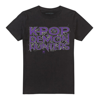 Black - Front - K-Pop Demon Hunters Unisex Adult Web Logo Halloween T-Shirt