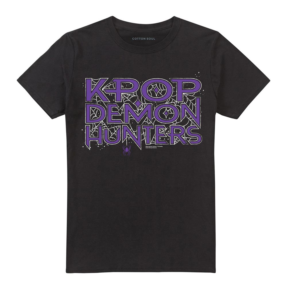 Black - Front - K-Pop Demon Hunters Unisex Adult Web Logo Halloween T-Shirt