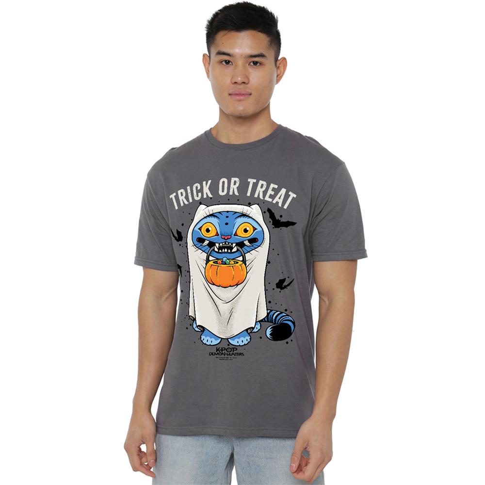 Charcoal - Side - K-Pop Demon Hunters Unisex Adult Trick Or Treat Derpy Tiger Halloween T-Shirt