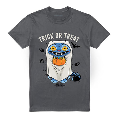 Charcoal - Front - K-Pop Demon Hunters Unisex Adult Trick Or Treat Derpy Tiger Halloween T-Shirt