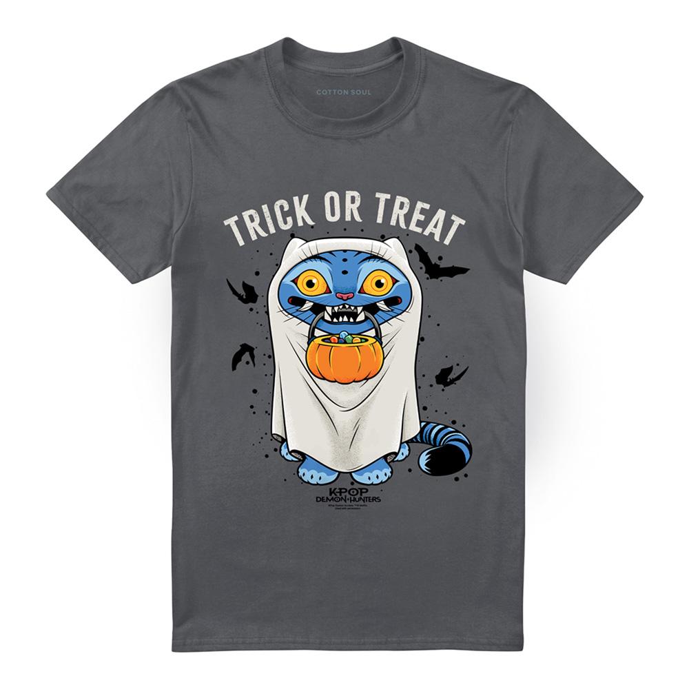 Charcoal - Front - K-Pop Demon Hunters Unisex Adult Trick Or Treat Derpy Tiger Halloween T-Shirt