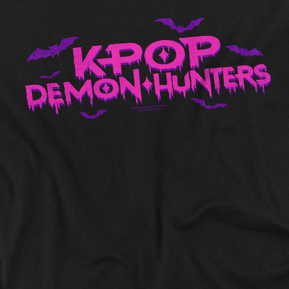 Black - Pack Shot - K-Pop Demon Hunters Unisex Adult Drip Logo Halloween T-Shirt