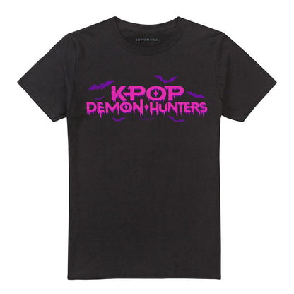 Black - Front - K-Pop Demon Hunters Unisex Adult Drip Logo Halloween T-Shirt
