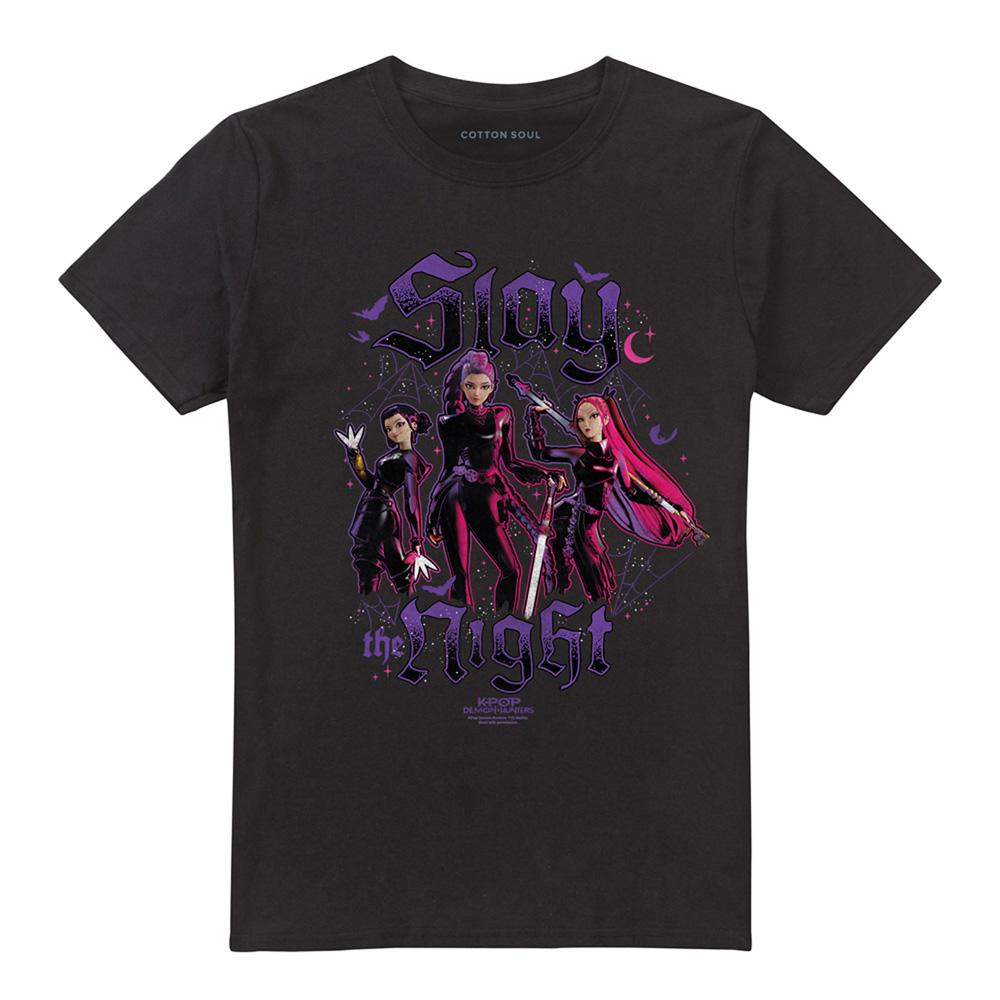 Black - Front - K-Pop Demon Hunters Unisex Adult Huntrix Slay The Night T-Shirt