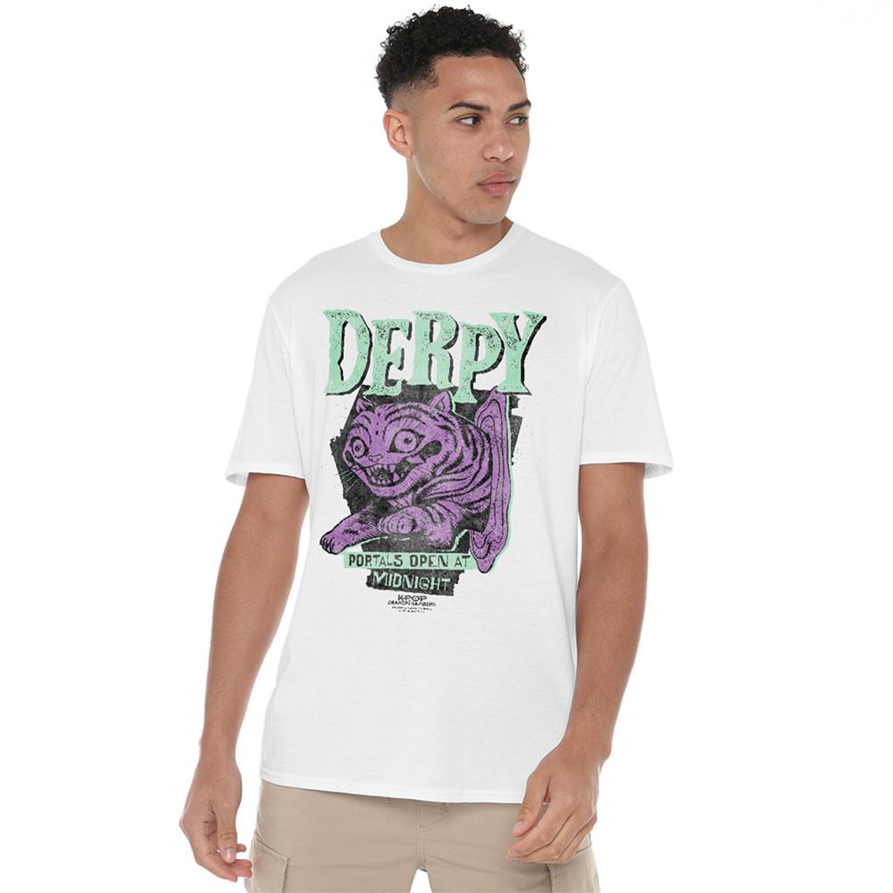 White - Side - K-Pop Demon Hunters Unisex Adult Derpy Tiger Portal Halloween T-Shirt