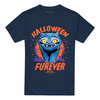 Navy - Front - K-Pop Demon Hunters Unisex Adult Furever Derpy Tiger Halloween T-Shirt
