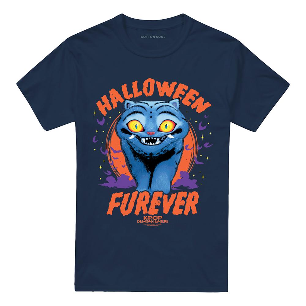 Navy - Front - K-Pop Demon Hunters Unisex Adult Furever Derpy Tiger Halloween T-Shirt