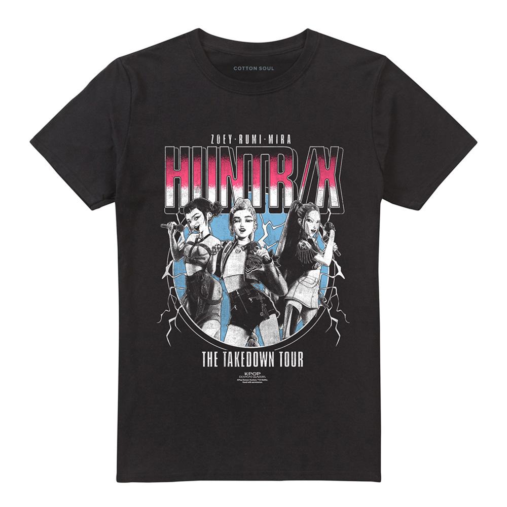 Black - Front - K-Pop Demon Hunters Unisex Adult Huntrix Takedown Tour Band T-Shirt