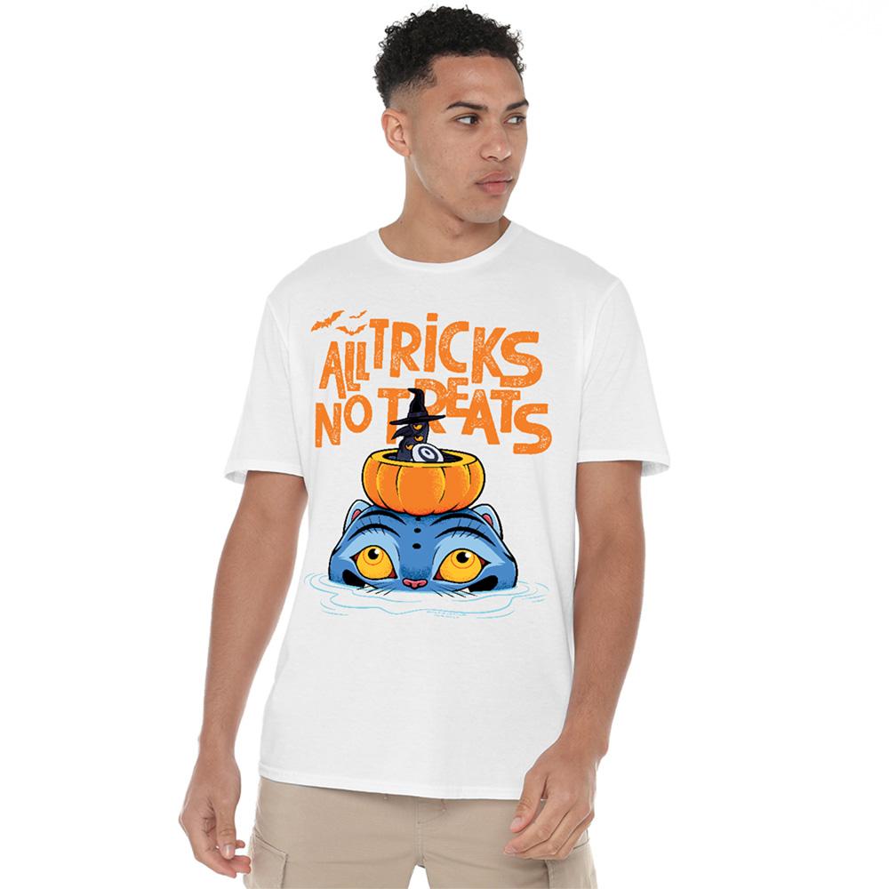 White - Side - K-Pop Demon Hunters Unisex Adult All Tricks Derpy & Sussie Halloween T-Shirt