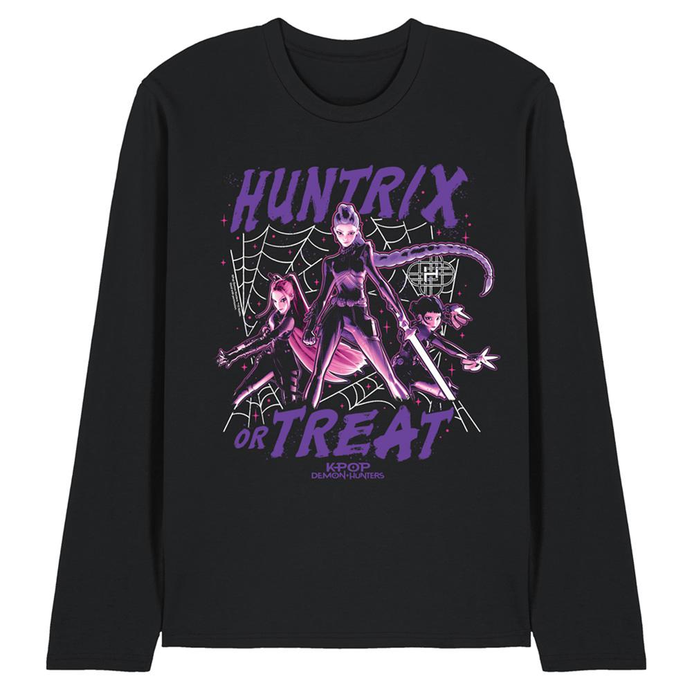 Black - Front - K-Pop Demon Hunters Unisex Adult Huntrix Or Treat Long-Sleeved T-Shirt