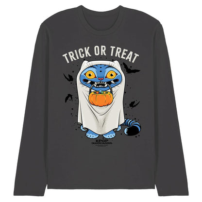 Charcoal - Front - K-Pop Demon Hunters Unisex Adult Trick Or Treat Derpy Tiger Long-Sleeved Halloween T-Shirt