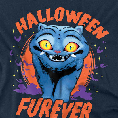 Navy - Side - K-Pop Demon Hunters Unisex Adult Furever Derpy Tiger Long-Sleeved Halloween T-Shirt