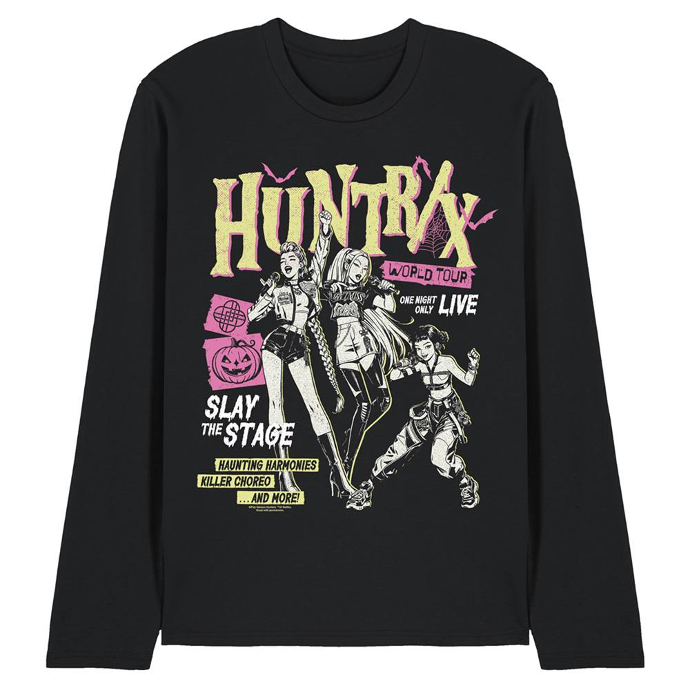 Black - Front - K-Pop Demon Hunters Unisex Adult Huntrix World Tour Punk Long-Sleeved T-Shirt