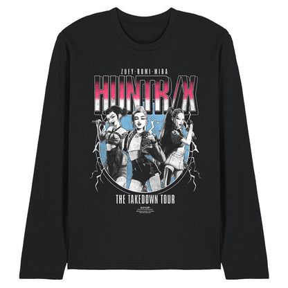 Black - Front - K-Pop Demon Hunters Unisex Adult Huntrix Takedown Tour Band Long-Sleeved T-Shirt
