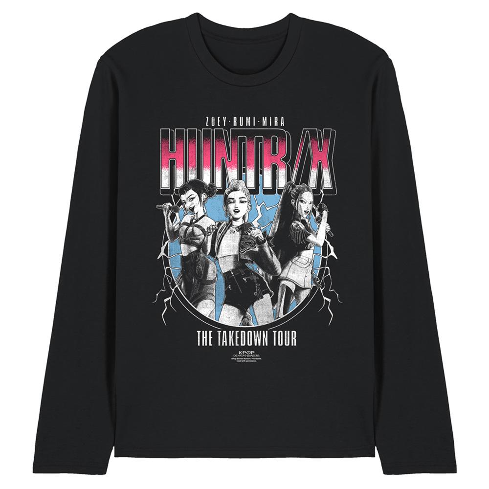 Black - Front - K-Pop Demon Hunters Unisex Adult Huntrix Takedown Tour Band Long-Sleeved T-Shirt