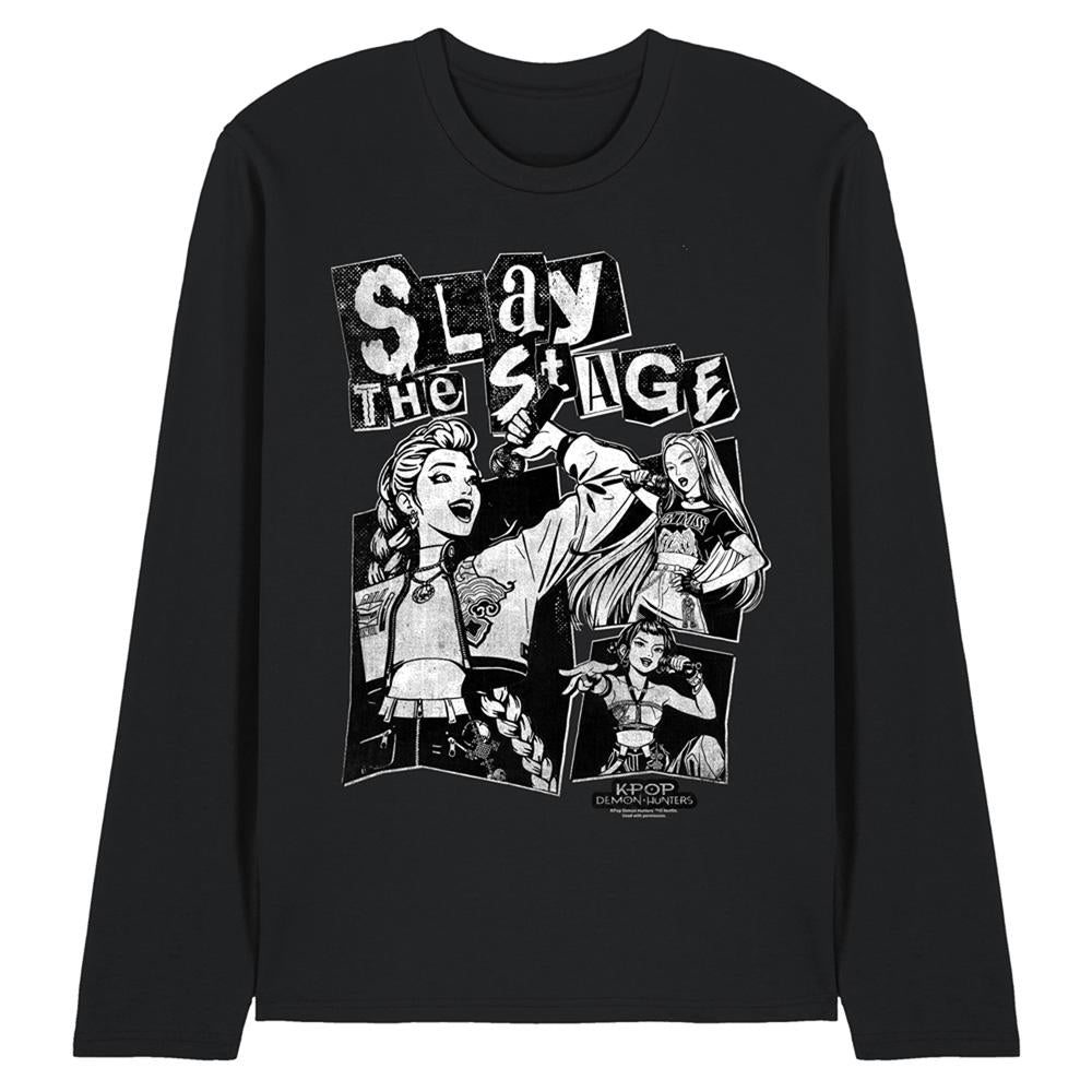 Black - Front - K-Pop Demon Hunters Unisex Adult Huntrix Slay The Stage Long-Sleeved T-Shirt